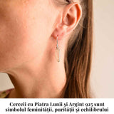Cercei Argint 925 cu Piatra Lunii Lama - Curaj si Protectie