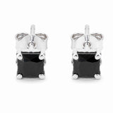 Cercei Argint 925 cu Safir Negru Patrat – Protectie si Claritate Interioara