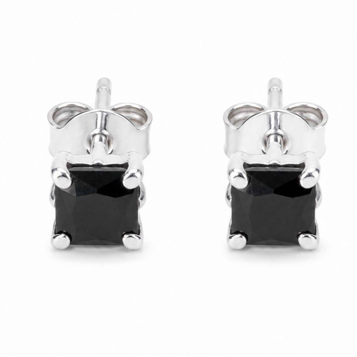 Cercei Argint 925 cu Safir Negru Patrat – Protectie si Claritate Interioara