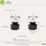 Cercei Argint 925 cu Safir Negru Patrat – Protectie si Claritate Interioara