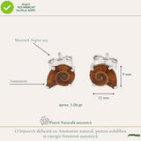 Cercei Argint 925 cu Amonit Natural în Forma de Melc – Echilibru si Evolutie