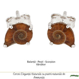 Cercei Argint 925 cu Amonit Natural în Forma de Melc – Echilibru si Evolutie