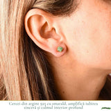 Cercei Argint 925 Placat cu Aur 18K si Smarald Brut – Eleganta Naturala si Feminitate