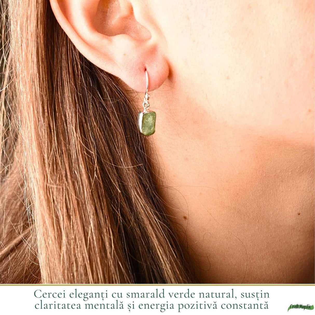 Cercei Argint 925 cu Smarald Brut Natural – Eleganta si Energie a Inimii
