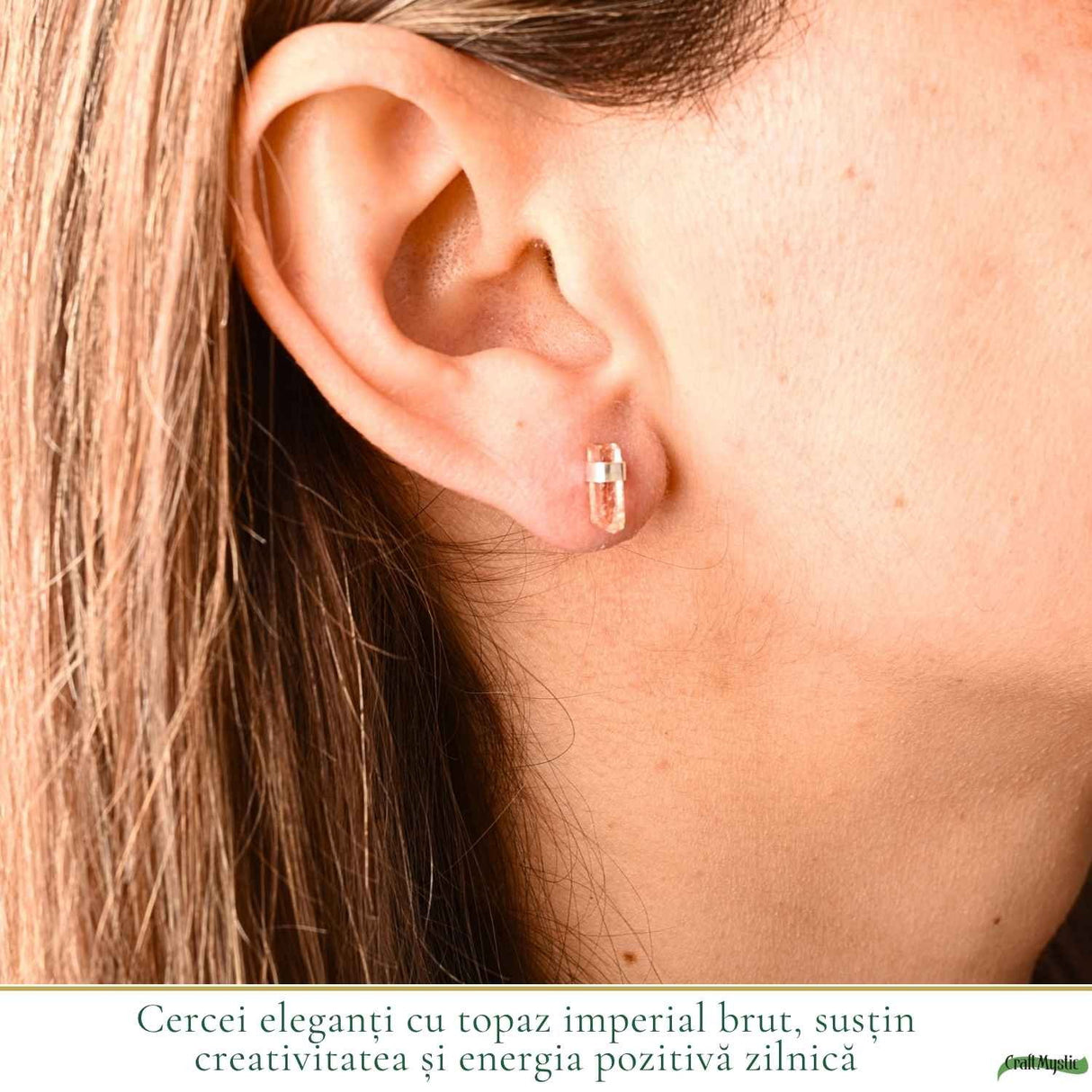 Cercei Argint 925 cu Topaz Imperial Brut – Delicatete Luminoasa si Eleganta Naturala