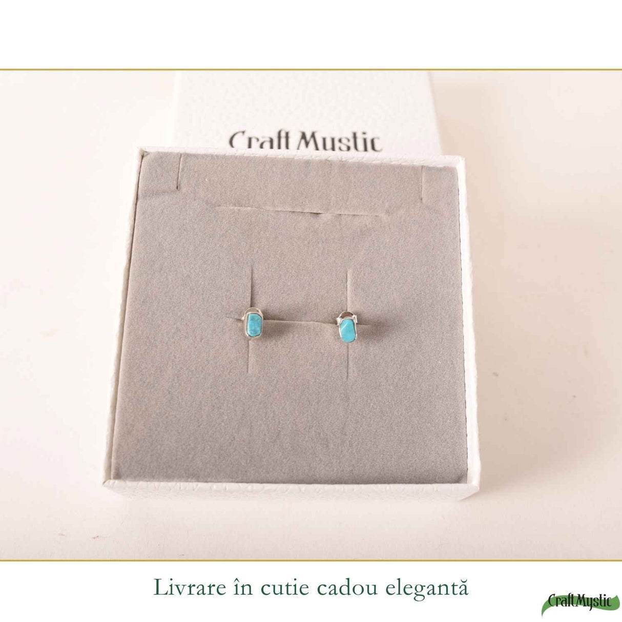 Cercei argint 925 cu turcoaz dreptunghiular – calm si protectie