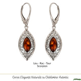 Cercei Argint 925 Frunza cu Chihlimbar - Energie Naturala si Eleganta Delicata
