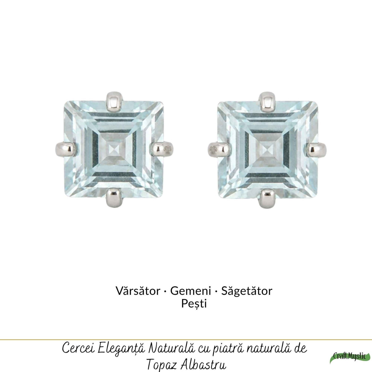 Cercei argint 925 pătrați cu topaz albastru – claritate si echilibru interior
