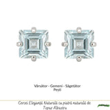 Cercei argint 925 pătrați cu topaz albastru – claritate si echilibru interior