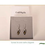 Cercei Argint 925 Oval cu Chihlimbar Verde - Eleganta Naturala si Energie Pozitiva