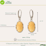 Cercei Argint 925 Ovali cu Chihlimbar Galben - Energie Calda si Eleganta Naturala
