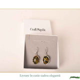 Cercei Argint 925 Ovali cu Chihlimbar Verde - Eleganta Naturala si Energie Pozitiva - Copie