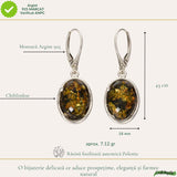 Cercei Argint 925 Ovali cu Chihlimbar Verde - Eleganta Naturala si Energie Pozitiva - Copie