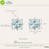 Cercei argint 925 patrati cu topaz albastru – calm si claritate zilnica