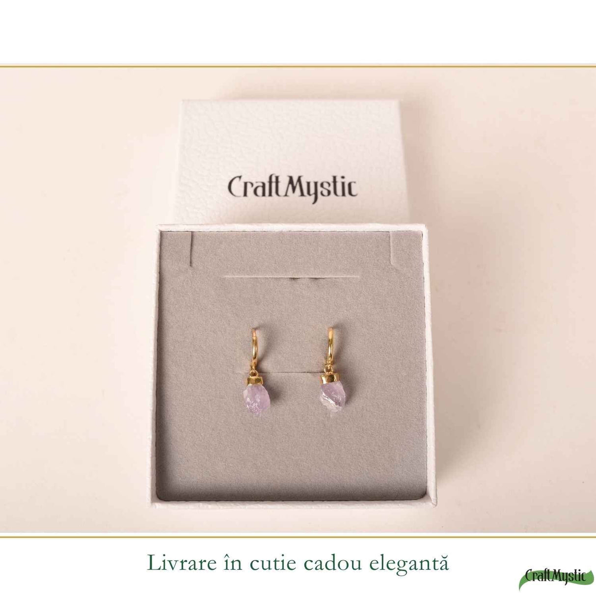 Cercei Argint 925 Placat Aur 18K cu Ametist Brut – Claritate, Calm si Eleganta Naturala