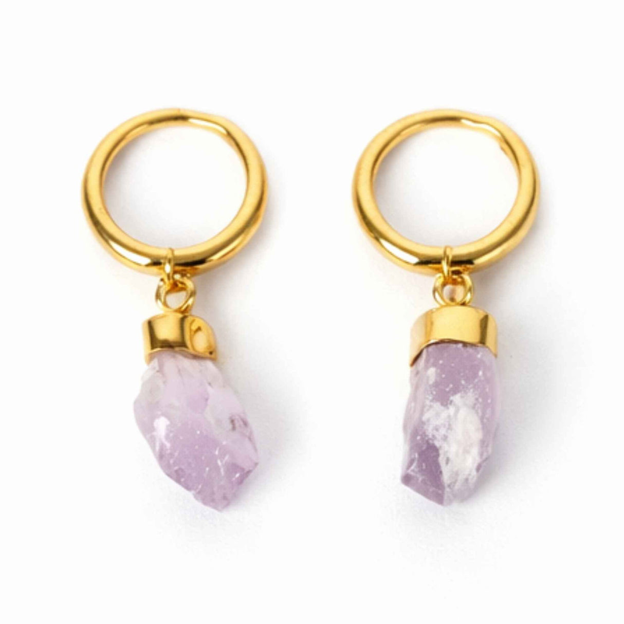 Cercei Argint 925 Placat Aur 18K cu Ametist Brut – Claritate, Calm si Eleganta Naturala