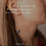 Cercei Argint 925 Placat cu Aur 18K cu Kianit Albastru Brut – Intuitie si Claritate