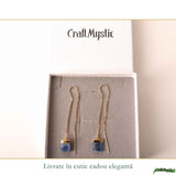 Cercei Argint 925 Placat cu Aur 18K cu Kianit Albastru Brut – Intuitie si Claritate