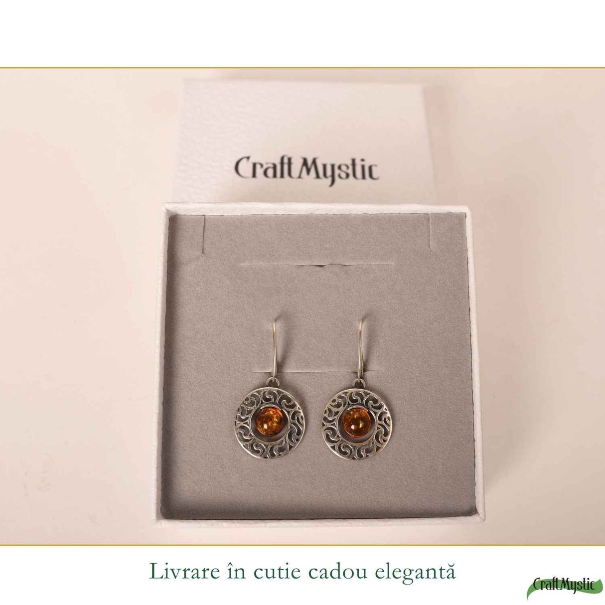 Cercei Argint 925 Rotunzi cu Chihlimbar - Eleganta Naturala si Energie Calda
