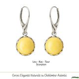 Cercei Argint 925 Rotunzi cu Chihlimbar Galben - Energie Calda si Eleganta Naturala