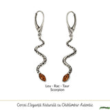 Cercei Argint 925 Sarpe cu Chihlimbar - Transformare, Energie si Eleganta