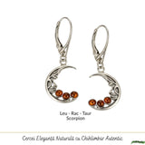 Cercei Argint 925 Semiluna cu Chihlimbar - Eleganta Mistica si Energie Calda