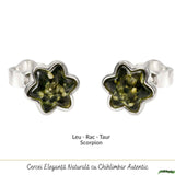 Cercei Argint 925 Stea cu Chihlimbar Verde - Energie, Inspirtie si Eleganta