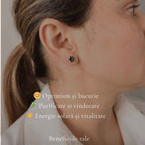 Cercei Argint 925 Stea cu Chihlimbar Verde - Energie, Inspirtie si Eleganta