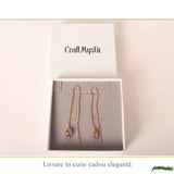 Cercei Argint 925 Placat Aur 18K cu Ametist Brut pe Lant – Calm, Claritate si Eleganta