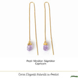 Cercei Argint 925 Placat Aur 18K cu Ametist Brut pe Lant – Calm, Claritate si Eleganta