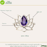 Inel Argint 925 Floare de Lotus cu Ametist Natural – Echilibru si Claritate Interioara