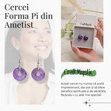 Cercei Argintii Ametist Forma Pi - Calm si Claritate Mentala