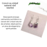Cercei argintii cu Ametist Brut, argintii - Claritate si protectie spirituala