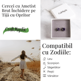 Cercei cu Cristal de Ametist Druzy - Inchidere pe Tija cu Opritor