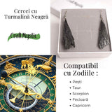 Cercei cu Turmalina Neagra model Aripa - Protectie si Eleganta Naturala