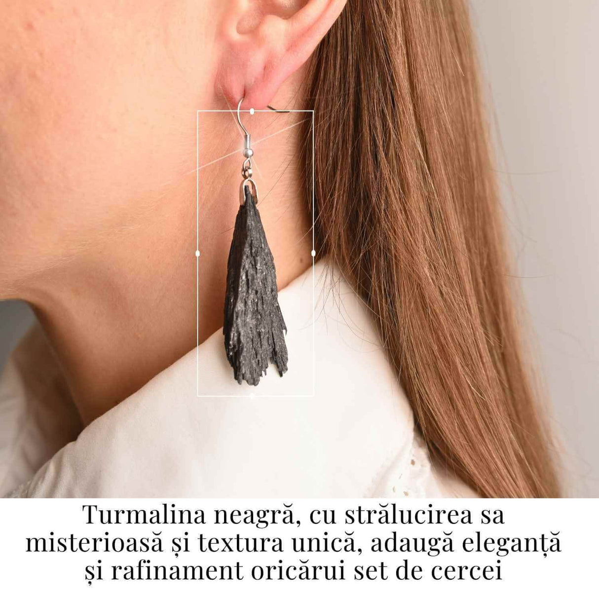 Cercei cu Turmalina Neagra model Aripa - Protectie si Eleganta Naturala