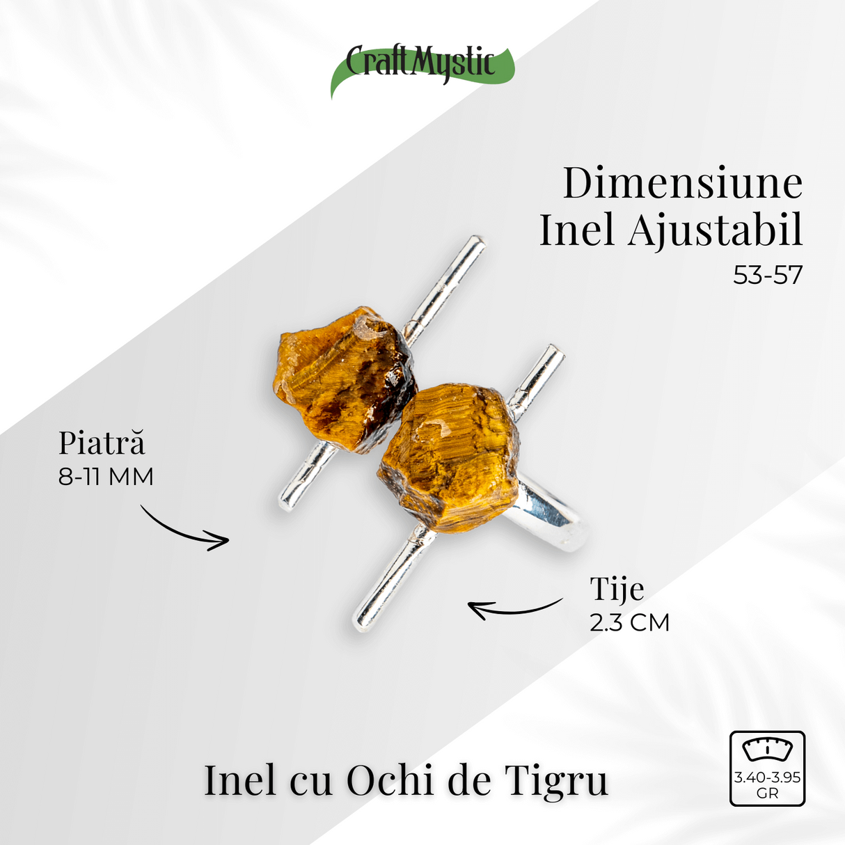 Focus si incredere in sine - Inel argintiu cu ochi de tigru brut