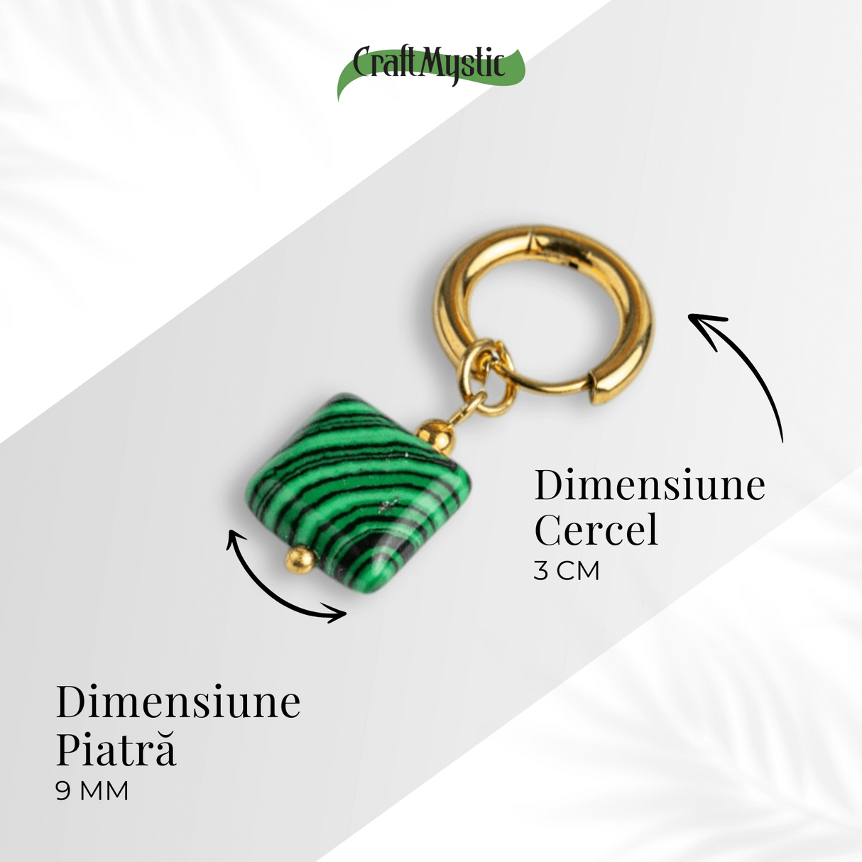 Energie Verde - Cercei cu Malachit Sintetic si Design Minimalist