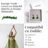 Energie Verde - Cercei cu Malachit Sintetic si Design Minimalist