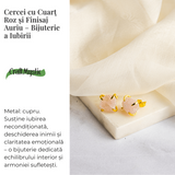 Bijuterie a Iubirii - Cercei cu Cuart Roz si Finisaj Auriu
