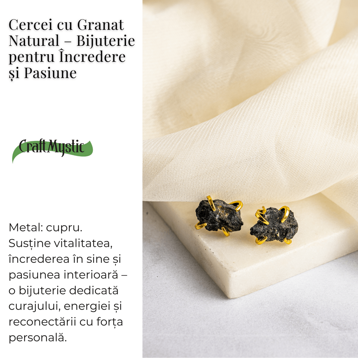 Cercei pentru Incredere si Pasiune - Cristal Granat Natural