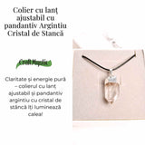 Colier cu pandantiv argintiu din cuart de stanca - Claritate si Energie Pozitiva