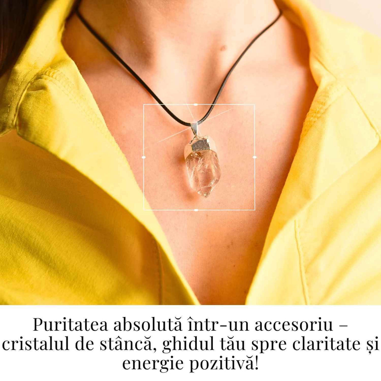 Colier cu pandantiv argintiu din cuart de stanca - Claritate si Energie Pozitiva