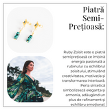 Cercei Aurii cu Perla Sintetica si Piatra de Ruby Zoisit - Eleganta si Echilibru Spiritual