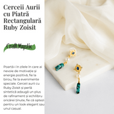 Cercei Aurii cu Perla Sintetica si Piatra de Ruby Zoisit - Eleganta si Echilibru Spiritual