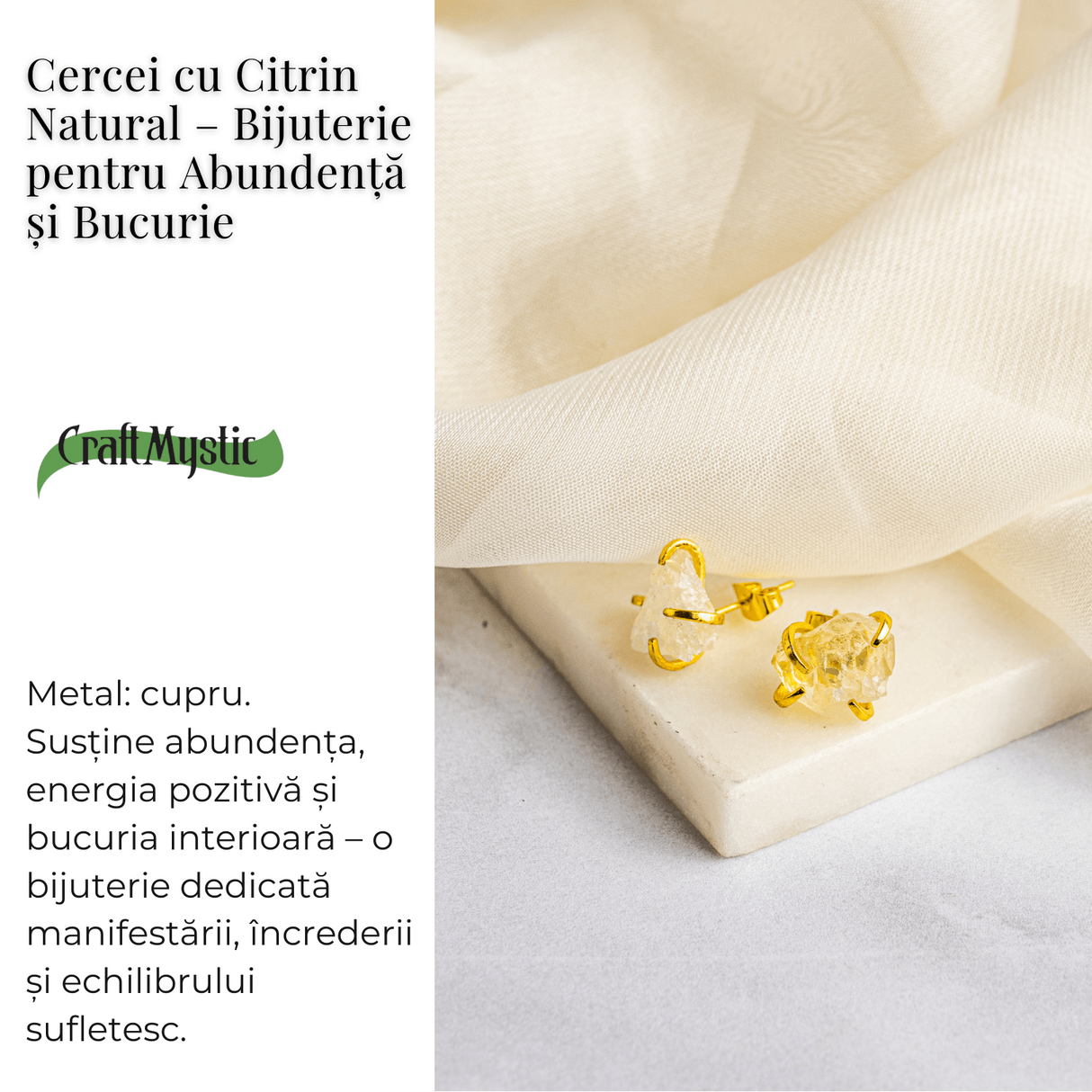 Cercei pentru Abundenta si Bucurie - Citrin Natural