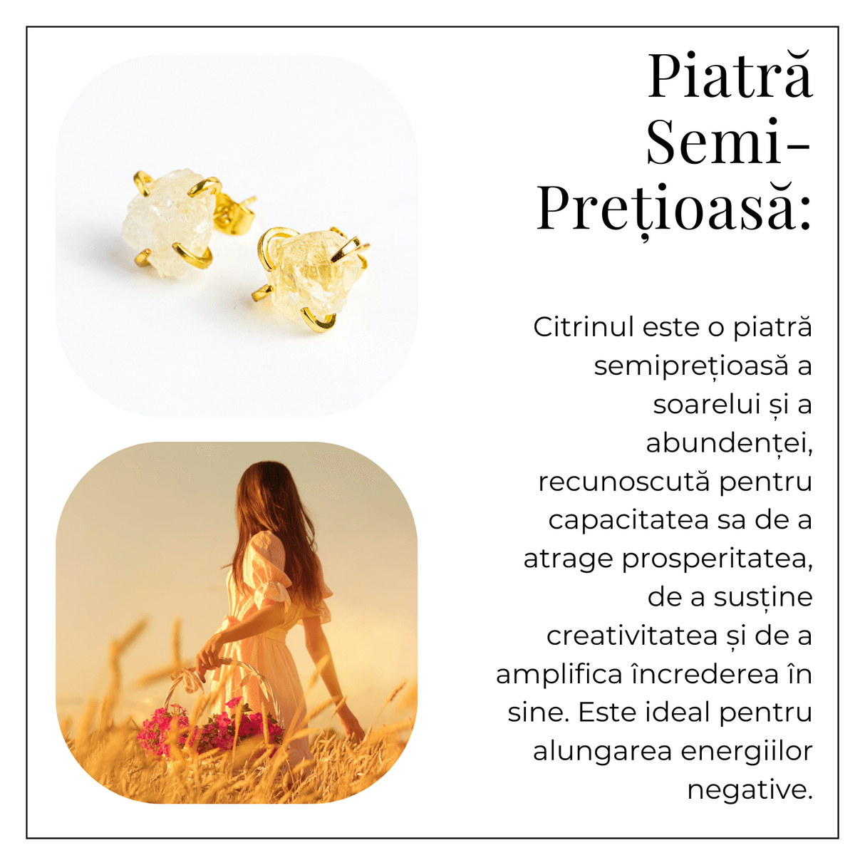 Cercei pentru Abundenta si Bucurie - Citrin Natural