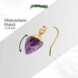 Cercei Aurii Eleganti cu Ametist Natural Fatetat - Eleganta si Protectie