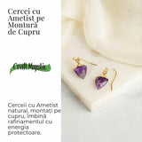 Cercei Aurii Eleganti cu Ametist Natural Fatetat - Eleganta si Protectie