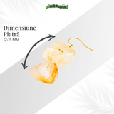 Cercei Aurii cu Triplu Piatra de Citrin Brut - Putere si Energie Pozitiva